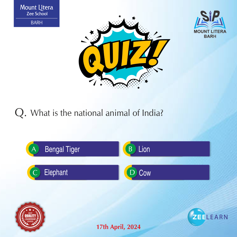 What is the national animal of India?
📷 𝐂𝐚𝐥𝐥 𝐟𝐨𝐫 𝐦𝐨𝐫𝐞 𝐝𝐞𝐭𝐚𝐢𝐥: 7033338888 | 7033339999
📷 Visit: mountliterabarh.com
#mountliterazeeschoolbarh #bestschoolbarh #mlzs #CBSESchool #qulityschoolbarh #cbsebarh #BestCBSESchool #schooleductionbarh