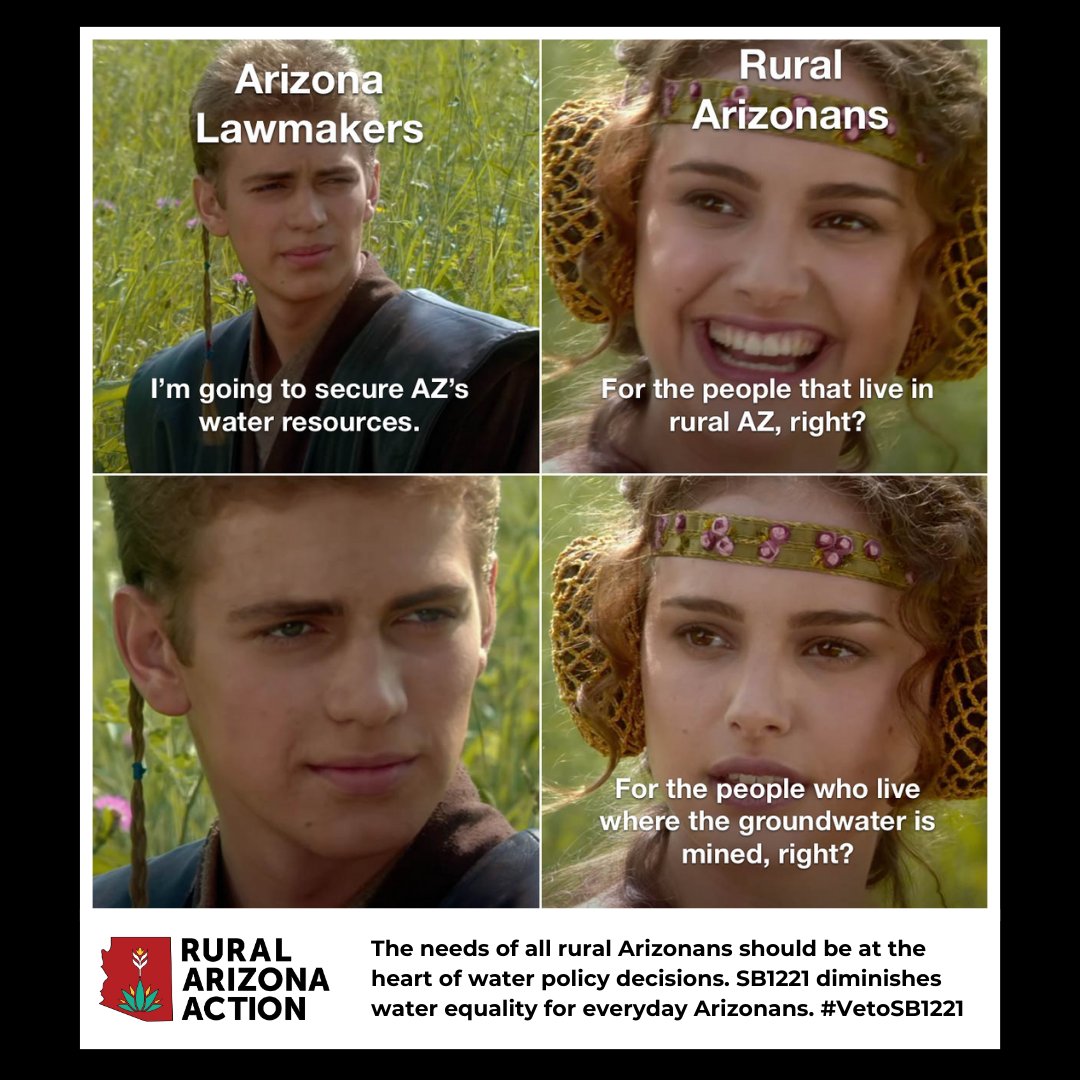 RuralAZAction's tweet image. SB1221 creates a 16-step bureaucratic process that would make it nearly impossible for rural communities to manage their groundwater. Many are calling it a dream bill for big corporations that are already running our wells dry. 🏜️

#vetoSB1221 #AZLeg #AZWater #WaterAwarenessMonth