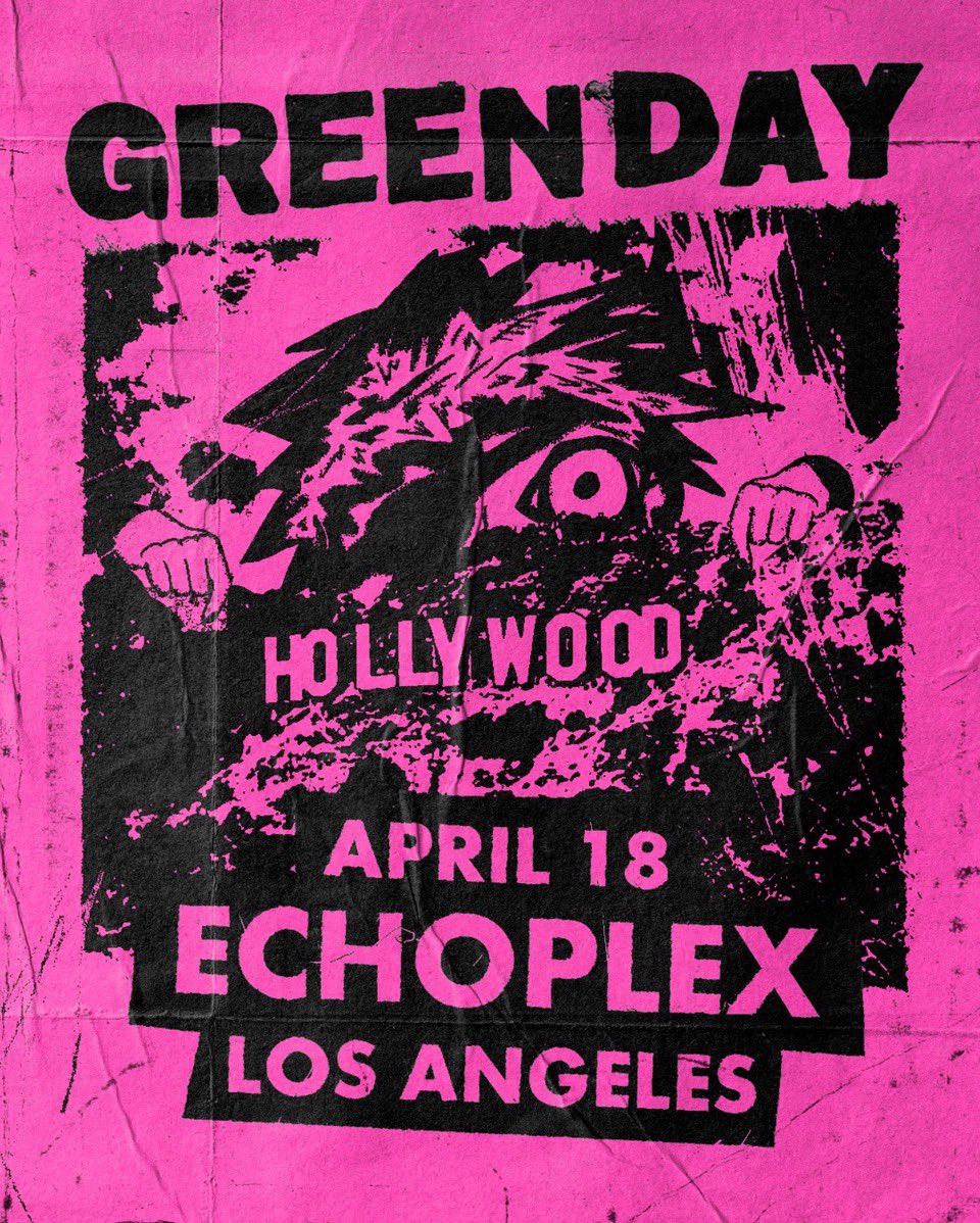 Green Day (@greenday) on Twitter photo Can't stop, won't stop!! Los Angeles, the hella tiny tour continues, see you at The Echoplex <a href="/TheEchoLA/">The Echo + Echoplex</a> this Thursday 🤯🎶🤘🏼 Tickets on sale tomorrow @ 12pm PT (all ages, 2 ticket limit, ticket pick up available at will call only) bit.ly/3UlB3lc Can't stop, won't stop!! Los Angeles, the hella tiny tour continues, see you at The Echoplex <a href="/TheEchoLA/">The Echo + Echoplex</a> this Thursday 🤯🎶🤘🏼 Tickets on sale tomorrow @ 12pm PT (all ages, 2 ticket limit, ticket pick up available at will call only) bit.ly/3UlB3lc