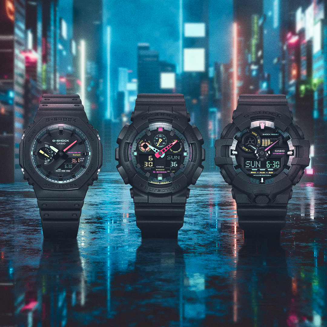 Step into the future with a timepiece that’s built to last. With bold black and neon pops, MULTI-FLUORESCENT is primed to dominate any fashion realm. 🔮 ⌚️: GAB2100MF-1A, GA100MF-1A, GA700MF-1A #GSHOCK #gshockwatch