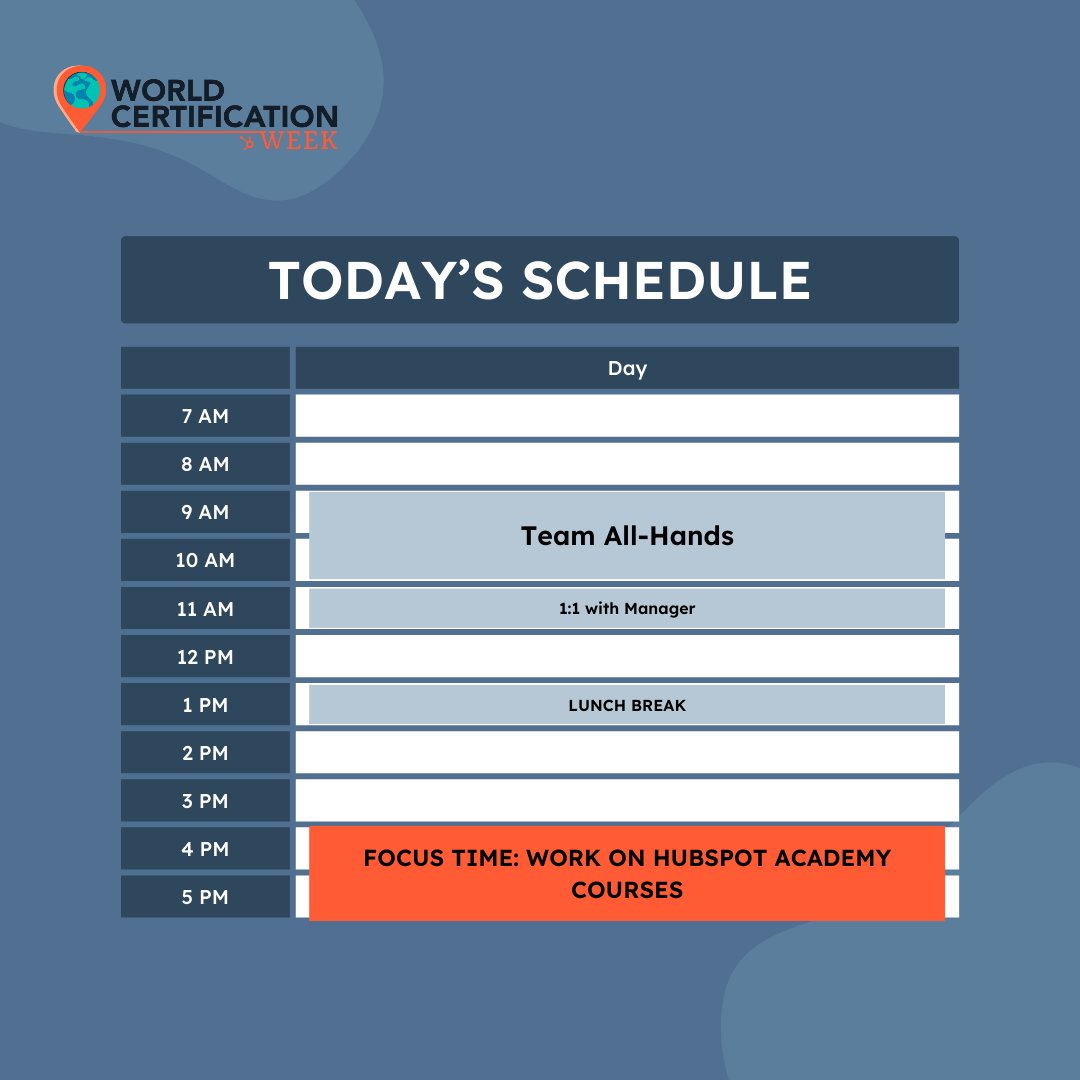 🔥 WORLD CERT WEEK TIP: Block off time in your calendars this week to complete HubSpot Academy Certification Courses! Learn more about World Certification Week here: hubs.la/Q02sssRh0
