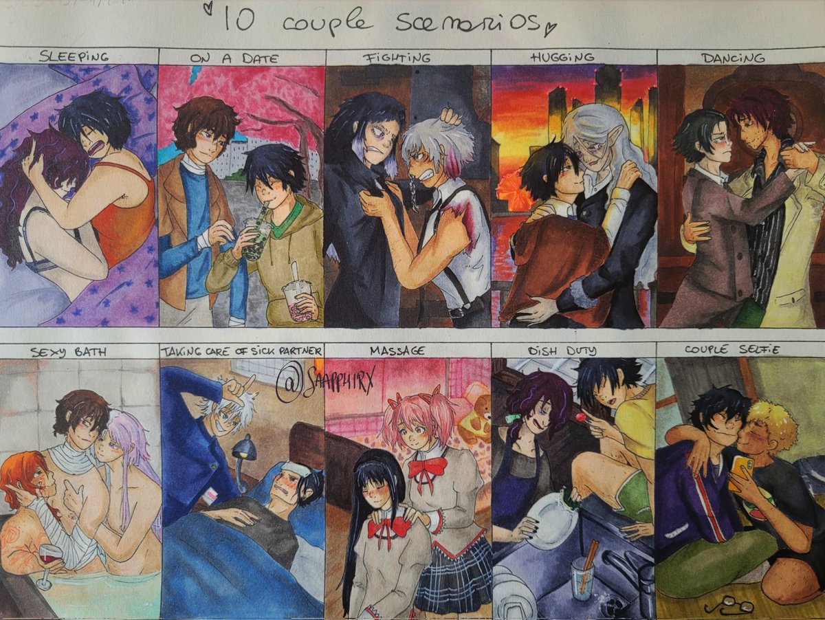 saapphirx's tweet photo. Here it is! It took a lot of time, but i'm so happy about it :)) I hope you all like the drawings for the ships you've asked for <3
#BSD #bungoustraydogs #bsdtwt #jjk #jjktwt #MadokaMagica #Persona5 #ranpoe #daran #shinsoukoku #bramran #odango #sigskk #satosugu #madohomu #pegoryu https://t.co/KOe6drSadD