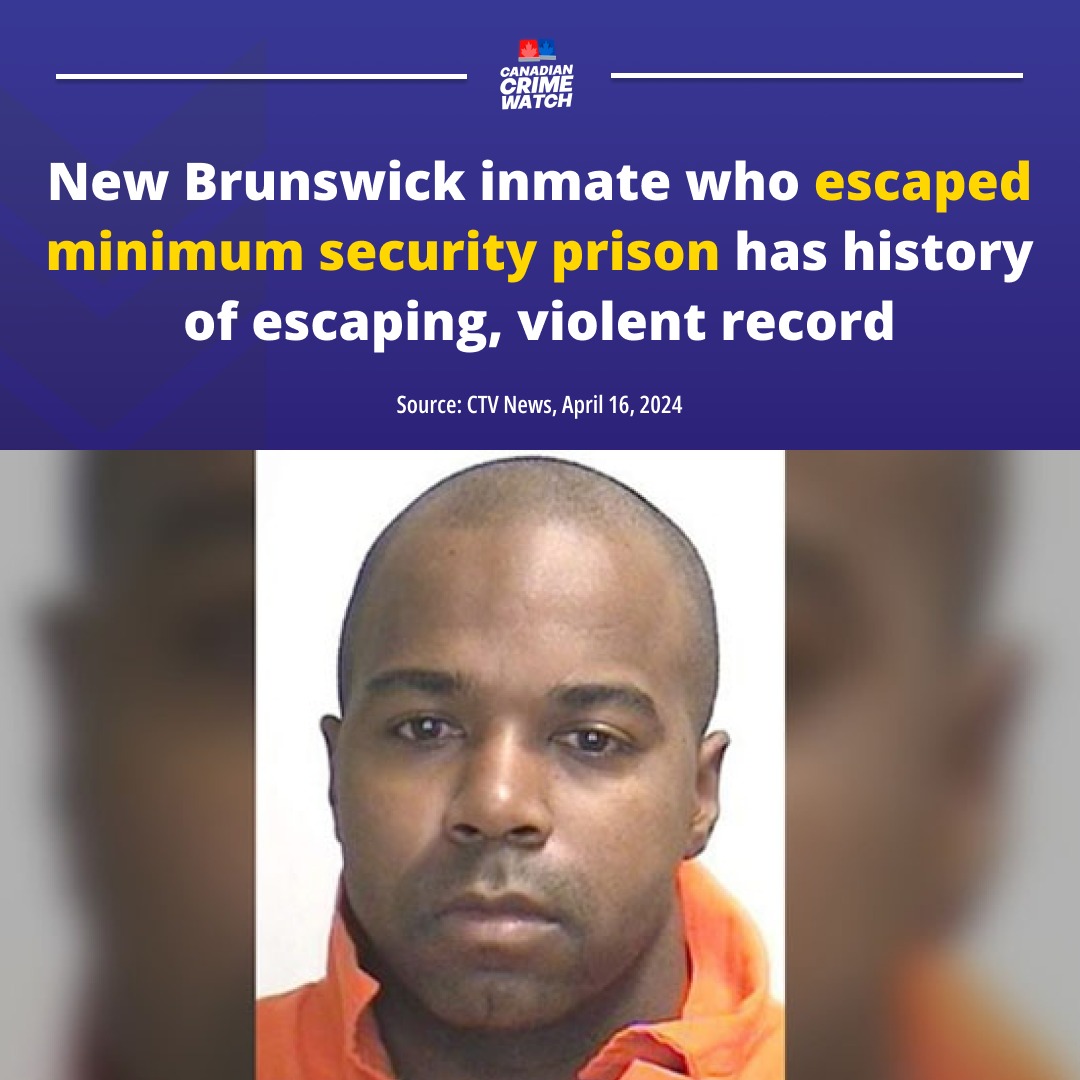 Jermaine Browne, an inmate in Dorchester, New Brunswick, escaped from a minimum security unit on Saturday evening.

He has a history of violent crimes and escaping custody.

He has since been recaptured. He was previously sentenced in 2013 for attempted murder, robbery and…