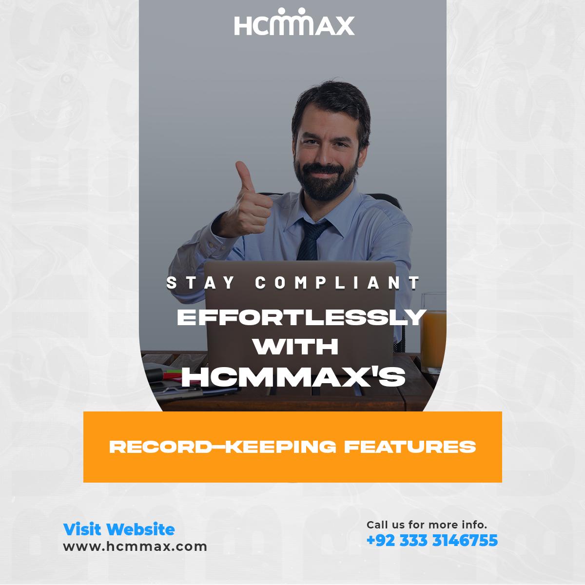 Effortlessly manage compliance and streamline record-keeping with HCMMAX – your ultimate Human Capital Management solution

Contact us
:
+92 3337571988 
+92 333 7180179

 #RecruitmentStrategies #TopTalent
#WorkplaceSuccess
#hr #software #cloudhrsoftware #payrollsoftware