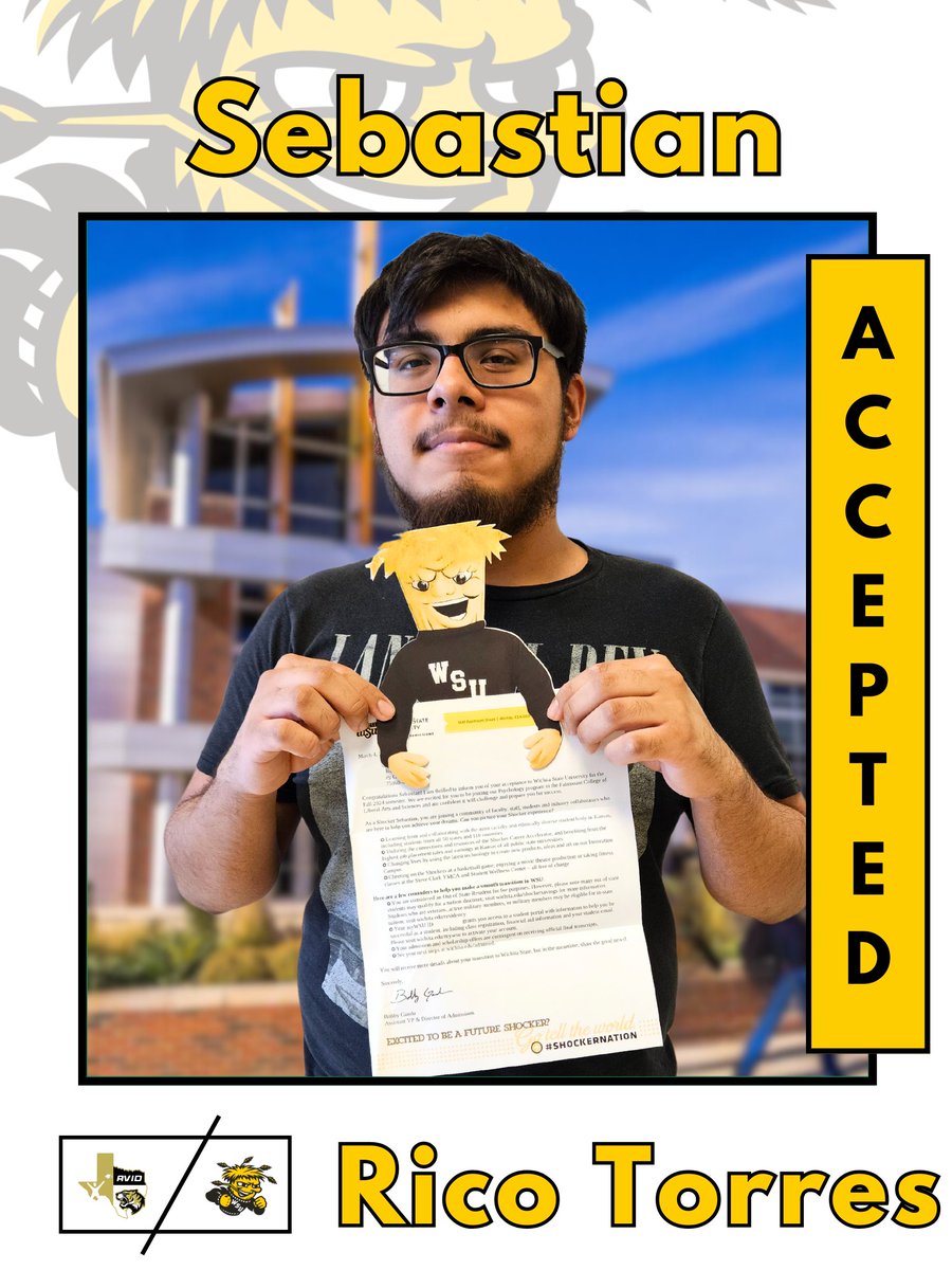 Congratulations to @IrvingHigh and @IrvingBand student, Sebastian, for his acceptance to @UofOklahoma and @WichitaState. We are #AVID proud of you! #BoomerSooner #shockersup #texastornadodesigns #tigernation