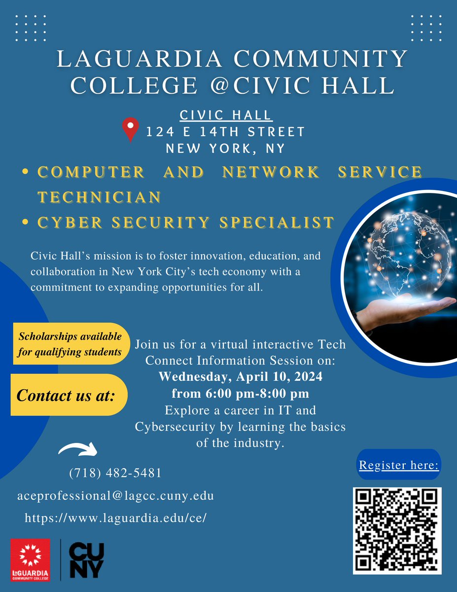 This week LaGuardia Community College is hosting a virtual interactive information session on workforce and scholarship opportunities. Register here: ce.cuny.edu/laguardia/sear…
