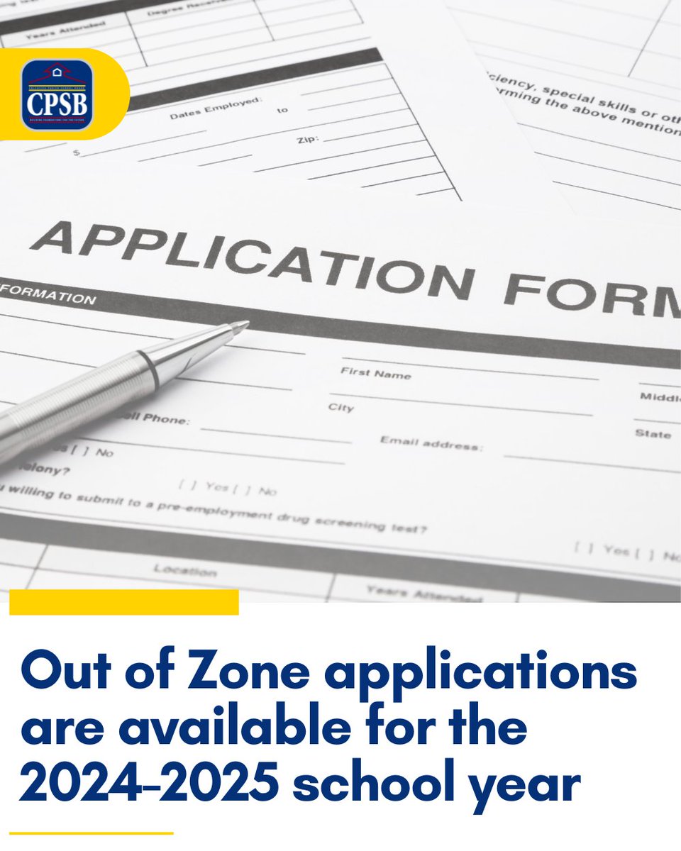 Reminder: Out of Zone applications are available for the 2024-2025 school year. The deadline to turn in requests along with appropriate documentation will be May 31. All requests will be processed, & the results will be mailed out by mid July. More info: bit.ly/4cZafhK