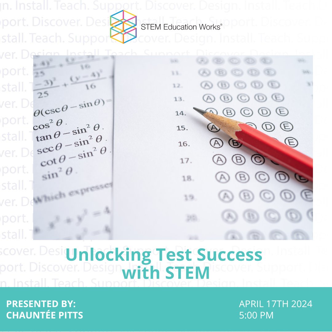 Join us tomorrow for our webinar, 'Unlocking Test Success through STEM'!

Chauntée will explain methods to incorporate STEM principles into test readiness, fostering an engaging learning environment!

Sign up at the link below.

bit.ly/44hFsZP

#MakeTimeForSTEM