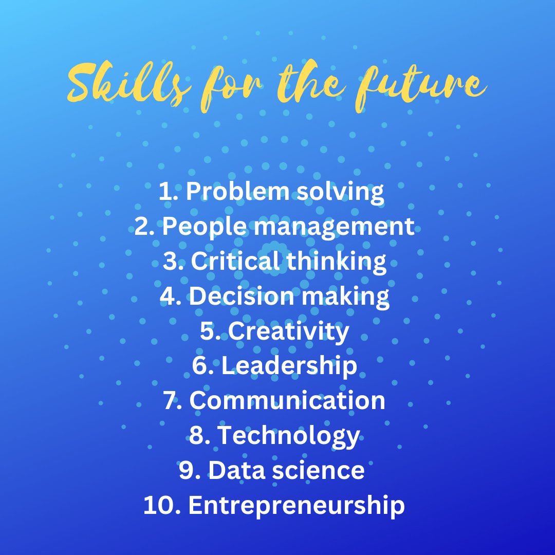 Skills that will be needed in the future 
#businessideas #onlinebusinesses #productivitytips #futureskills