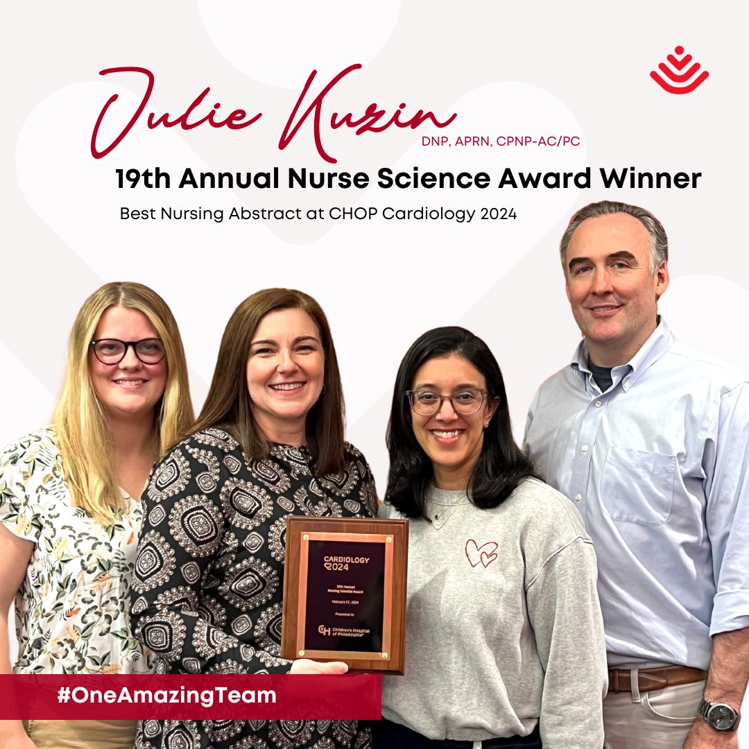Congratulations to Julie Kuzin for winning the 19th Annual Nurse Scientist Award for Best Nursing Abstract at #CHOPCardiology2024! Her NG Free campaign shows how Texas Children's Nurses Make the Difference, transforming patient care. #TexasChildrensHospital #BeTheDifference