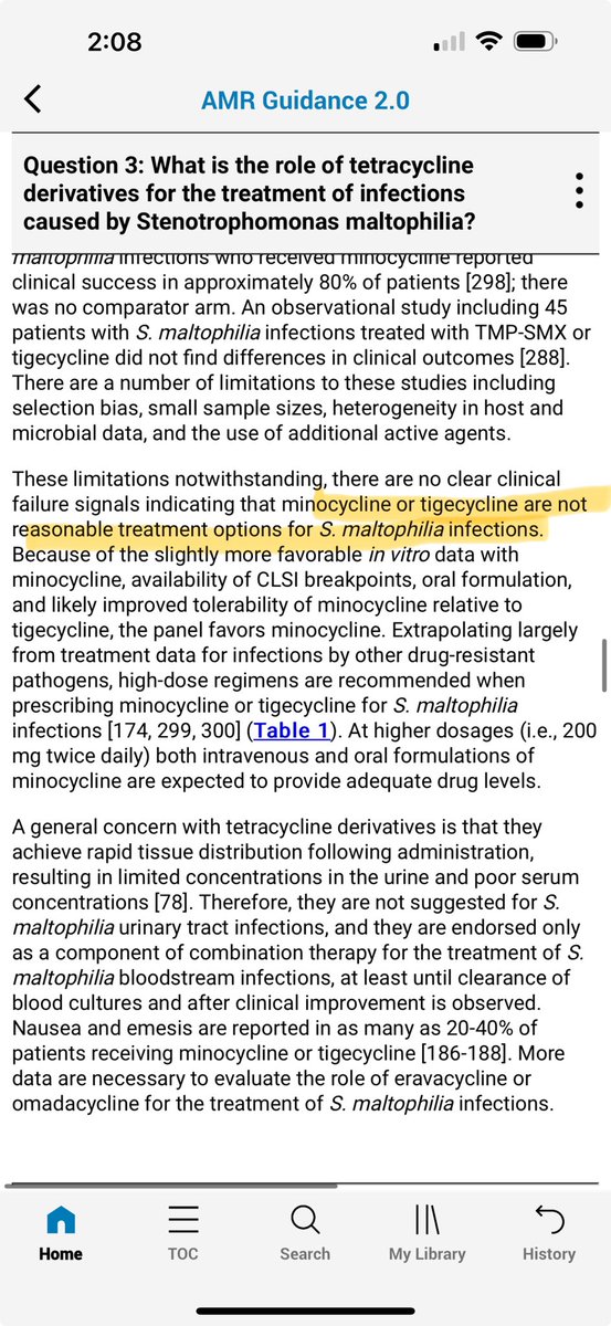 I feel like minocycline monotherapy is ok for stenotrophonas bacteremia but the idsa guidelines say otherwise. The data says it ok. Who disagrees with it?