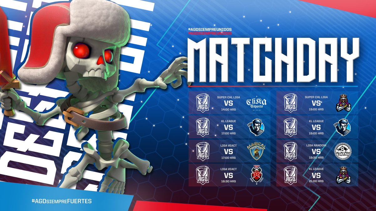 No descansamos y seguimos con partidos 🏆 @CHLIGA2 🆚 @ClikaCR ⏰ 14:00 🇲🇽 🏆 @KL_DivisionCR 🆚 @ArquerosEsports ⏰ 17:00 🇲🇽 🏆 @VenezuelaAct_CR 🆚 @Magical_Goblins ⏰ 17:00 🇲🇽 🏆 @VenezuelaAct_CR 🆚 @_RevelationStar ⏰ 18:30 🇲🇽 🏆 @CHLIGA2 🆚 @ToxicalGamingGG ⏰ 19:00 🇲🇽