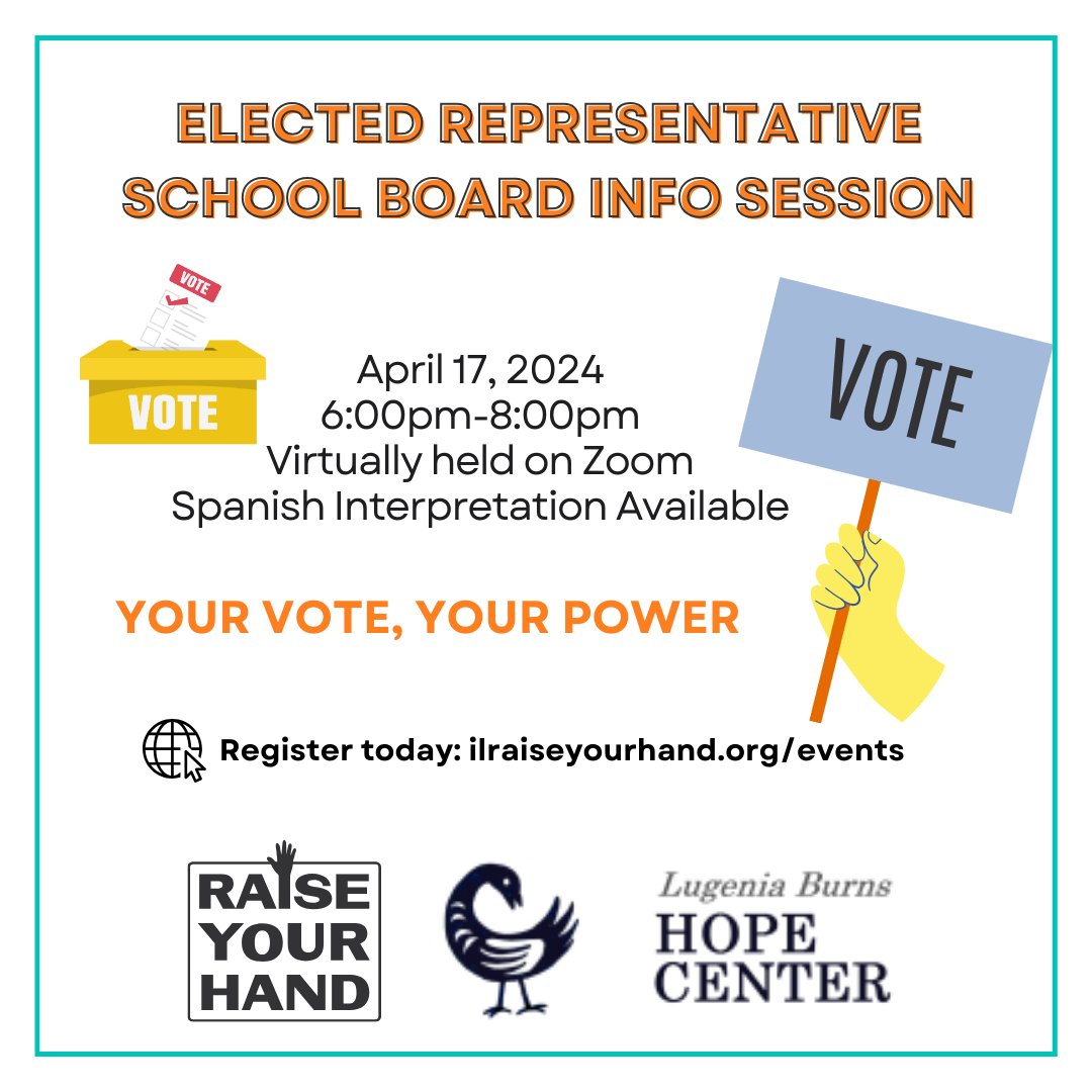 Ready to shape the future of education policy? Join us for an engaging discussion on CPS's elected representative school board elections. #EducationalEquity #cps 

Make sure to register at secure.everyaction.com/Tm3LIKp1EE-T8n…… if you haven't already.