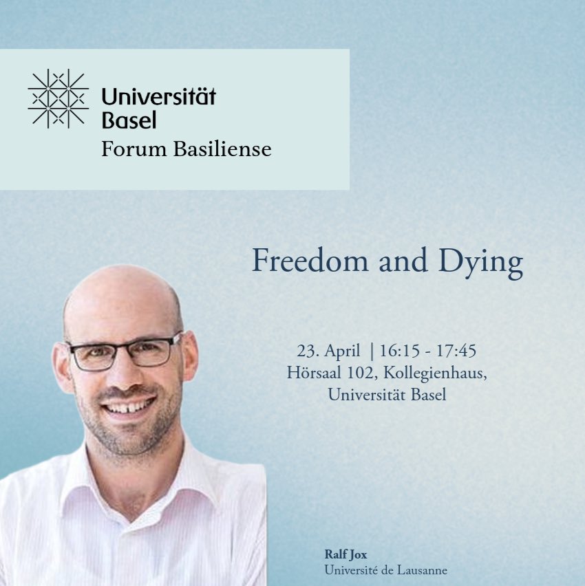 Wir freuen uns, am 23. April um 16.15 Uhr Prof. Dr. Ralf Jox als Gast begrüssen zu dürfen. Es wird eine inspirierende Vorlesung mit einem tollen Publikum. Seien Sie dabei bei der Ringvorlesung „Dimensionen der Freiheit“