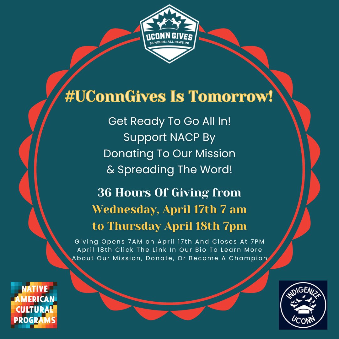 Get ready NACP community! #UConnGives is back starting tomorrow for only 36 hours! Put your paws in by supporting NACP on April 17th-18th. #allpawsin