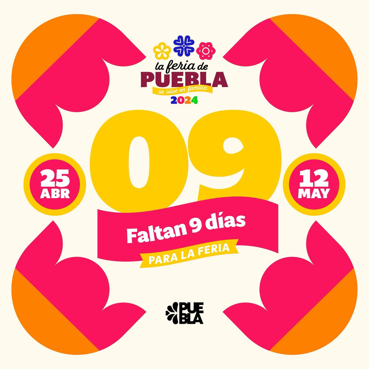 ¡La cuenta regresiva continúa! 🎉🎪 Solo faltan 9 días para que la Feria de Puebla nos envuelva en su atmósfera de diversión y celebración. 🥳🎶 ¡No puedes perdértelo! #FeriaDePuebla #SeViveEnFamilia