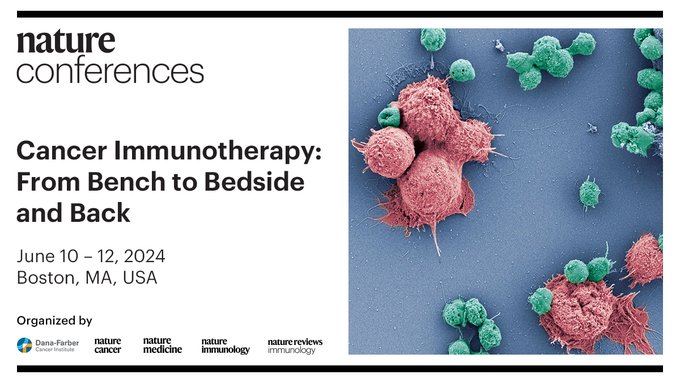 🚨The early registration & abstract deadline for our @NatureConf on #cancer #immunotherapy has been extended to Friday, April 26th! We're co-organizing this meeting with our friends at @NatRevImmunol @NatureCancer @NatImmunol 🗒️ more details here: go.nature.com/CancerImm