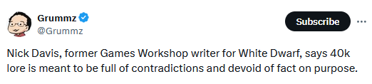 people like this are too stupid to understand the historiographical methodology that the 40k universe uses (and fairly well imo) to bring together disparate authors and creators under a single umbrella. it's embarassing that this person ever had a job in a creative industry