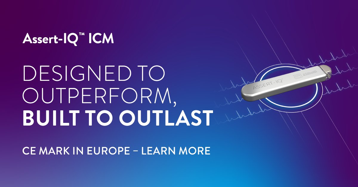 📰 Our Assert-IQ™ ICM has received #CEmark (CE 0123) in Europe: bit.ly/3VzU4RW

Information contained herein for healthcare professionals in select markets outside of the U.S. only. Not to be reproduced, distributed or excerpted. Not intended for physicians in France.