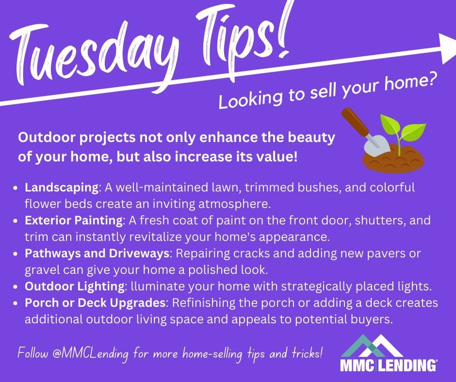 #TuesdayTips!

Are you looking to sell your home? Don’t forget that outdoor projects, such as landscaping and a new coat of paint, can increase the value! 🪴🍃