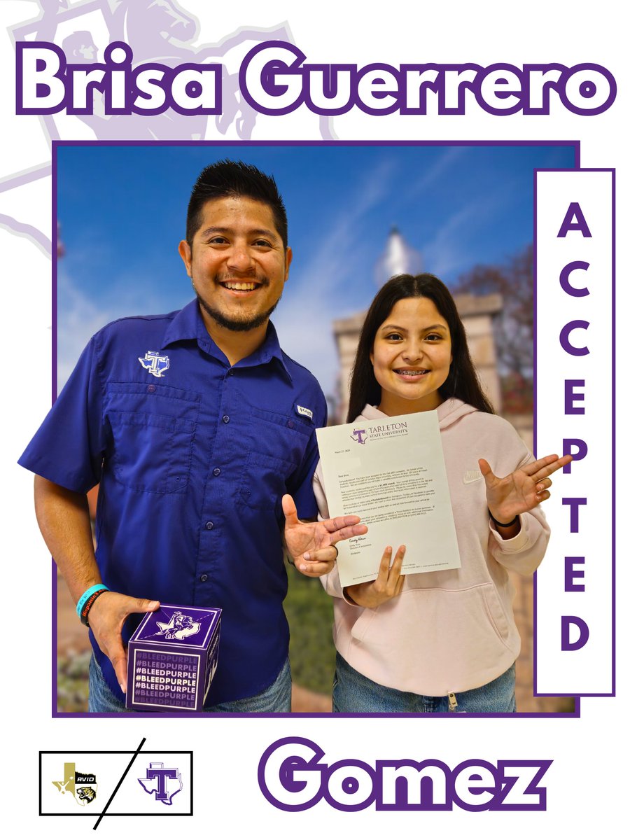 Congratulations to @IrvingHigh student, Brisa, on her acceptance to @TexasTech and @TarletonState.  We are #AVID proud! #texastornadodesign #gunsup #texans #tigernation