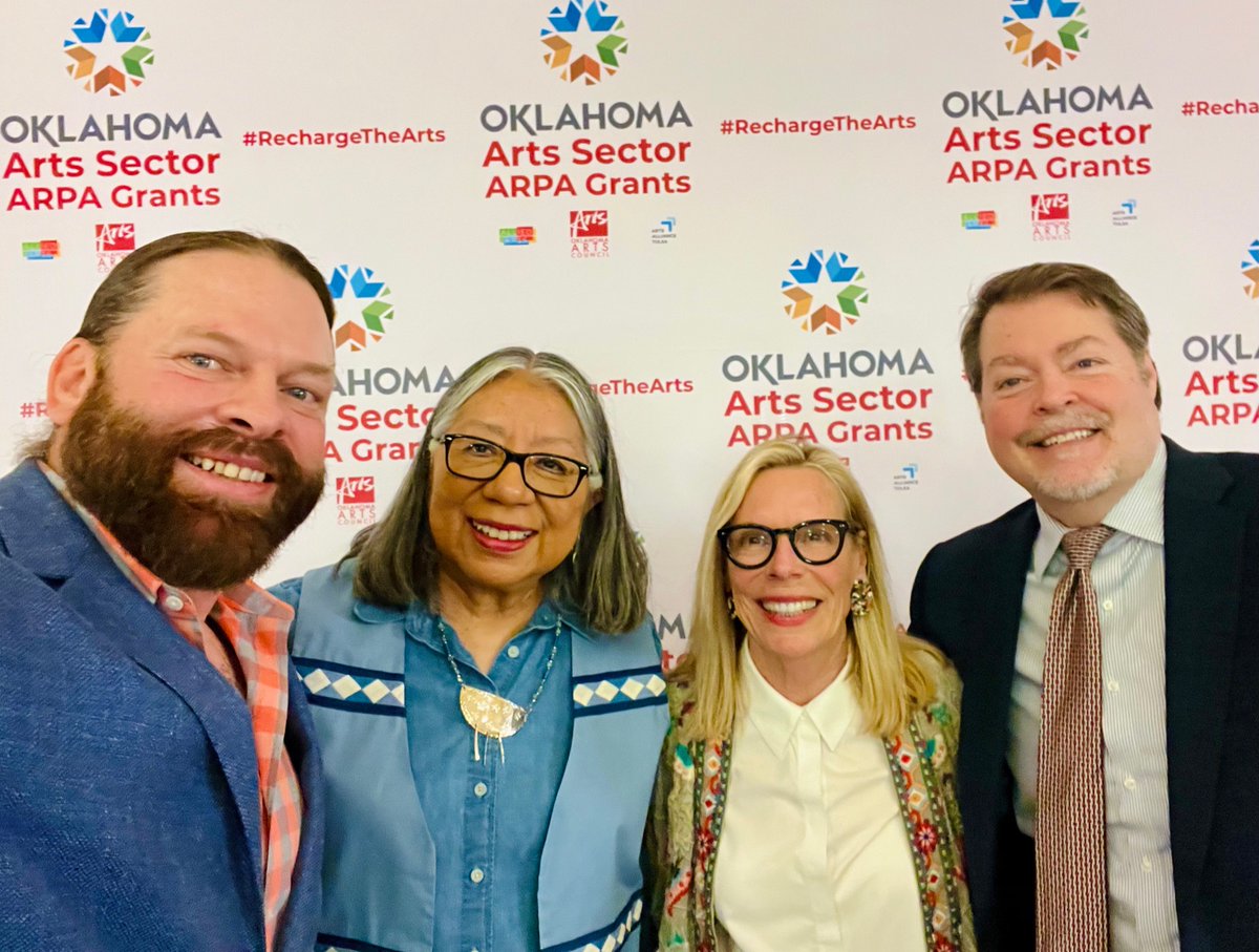 Barbara Butner, Director Richard Ellwanger, Jeff Hargrave and Andrea Walker Ruedy joined arts representatives from across the state of Oklahoma at the Capitol Thursday, April 11 to celebrate the State of Oklahoma’s 10-million-dollar investment in the arts #RechargeTheArts.