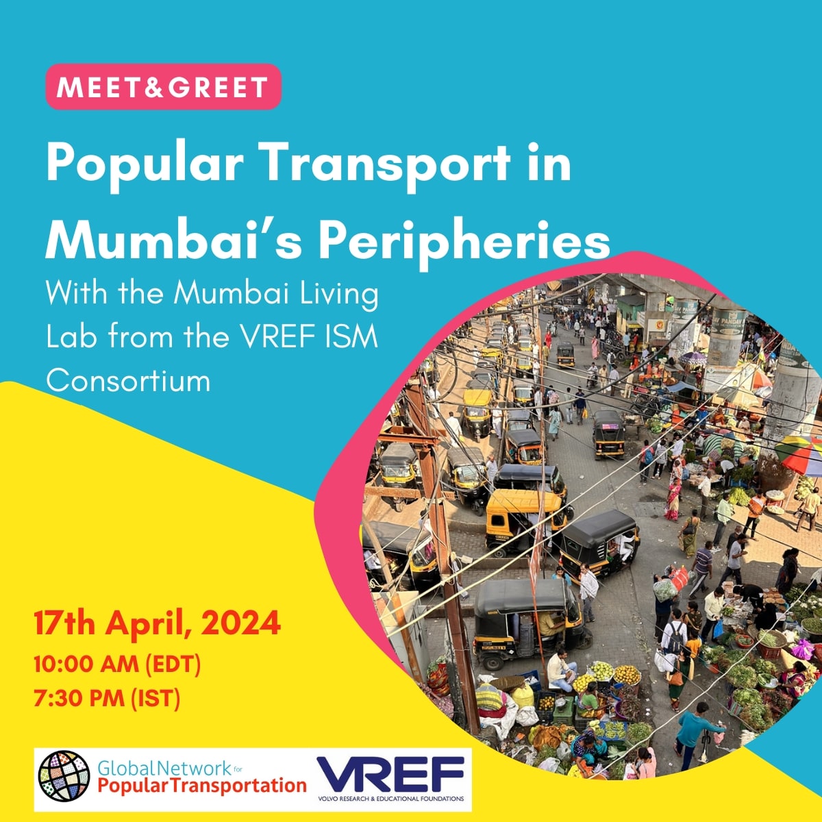 Reminder that our first Meet and Greet this year will take place tomorrow! We will be talking to @SPARCIndia2 about their work with popular transport in Mumbai You can register here: shorturl.at/jXZ59