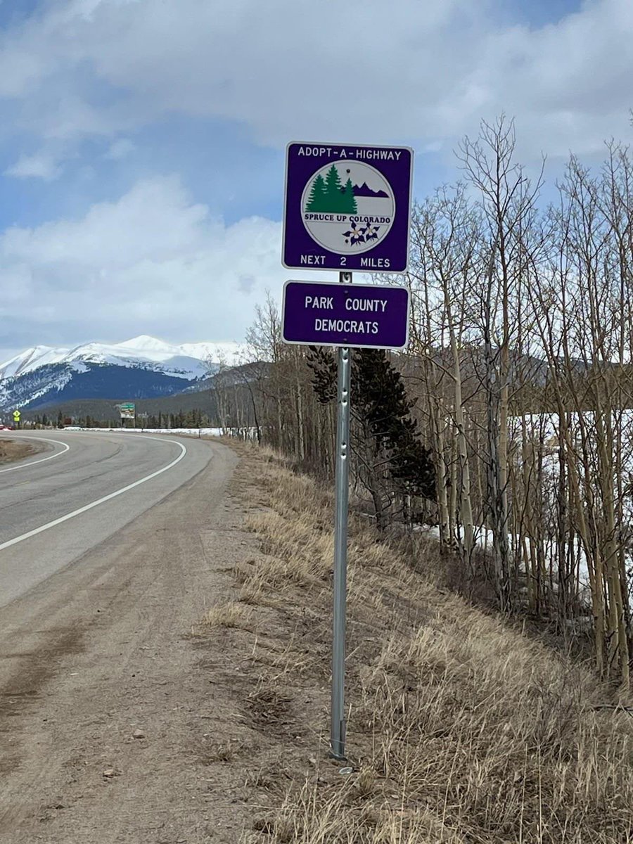 How cool! The Colorado Park County Democrats adopted a highway for the work they do three times a year cleaning up Kenosha Pass.