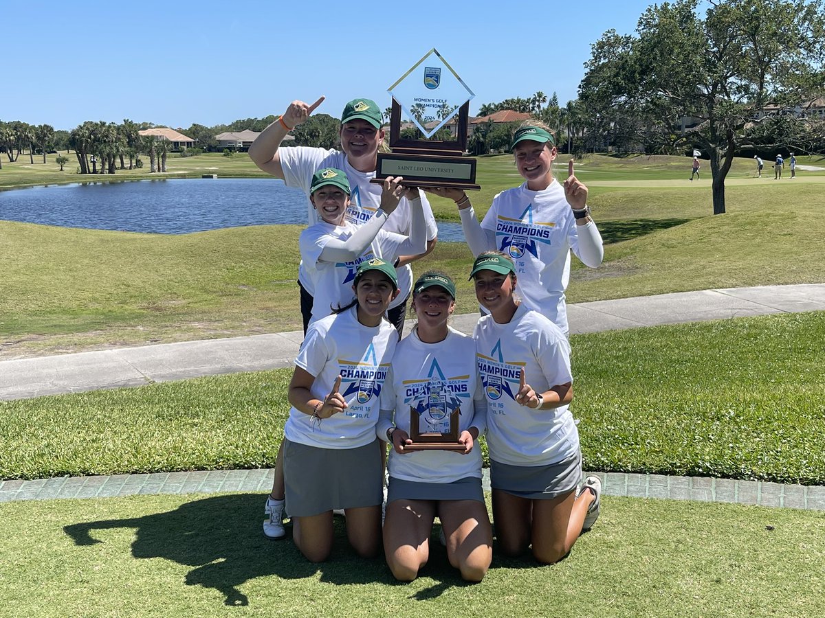 SSC CHAMPS!!! 

<a href="/saintleowgolf/">Saint Leo W. Golf</a> claims the first <a href="/D2SSC/">Sunshine State Conference</a> title in program history!!! 

Maya Cote becomes just the second Lion to win the individual title! 

#GOLIONS 🦁 | #SAINTLEO1PRIDE 🦁