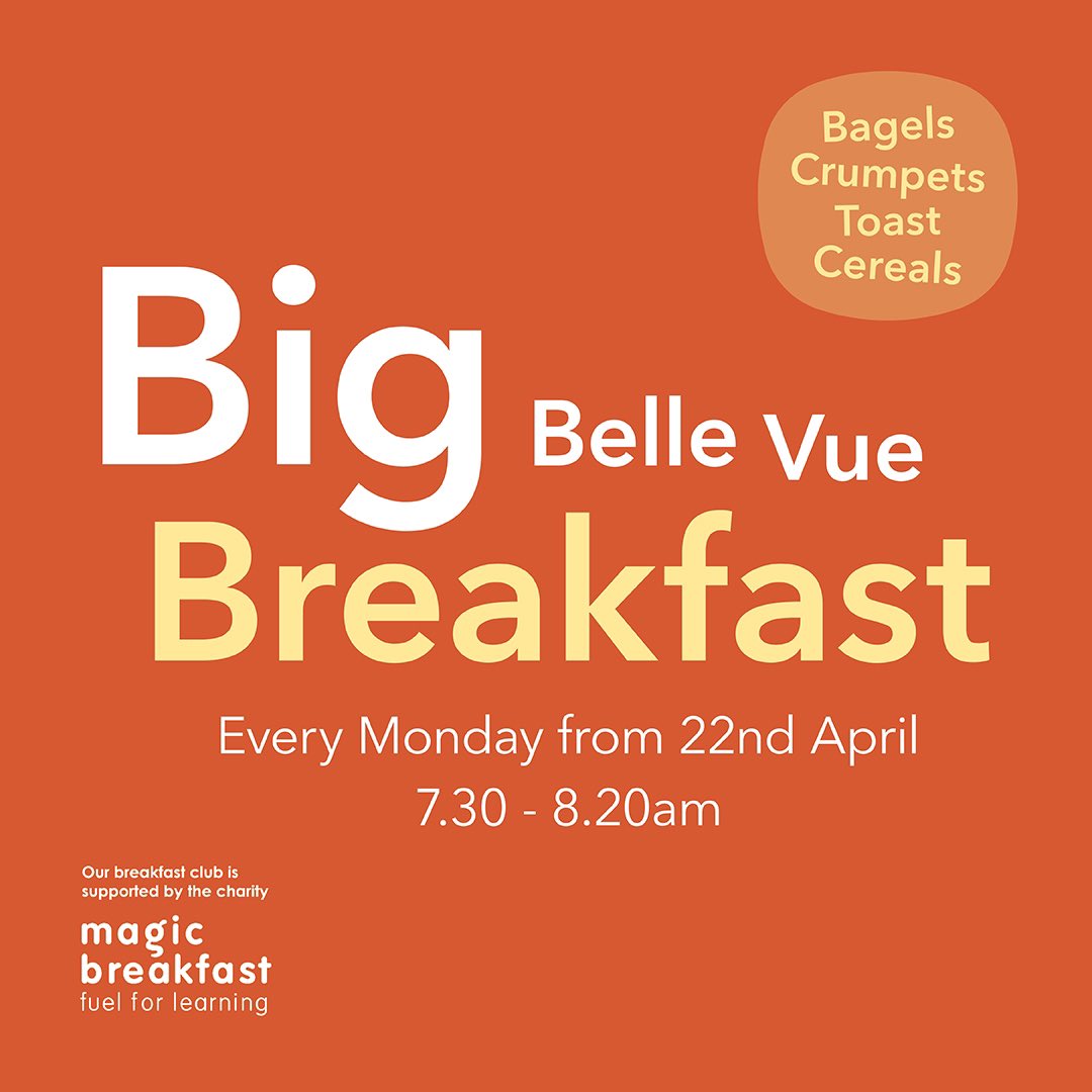 BIG Belle Vue Breakfast from 22nd April free of charge for all of our students and staff. #TheBelleVueDifference