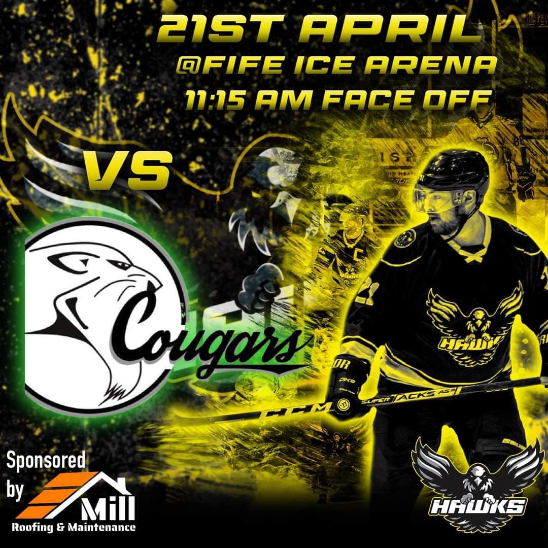 ❗️THIS SUNDAY❗️
🦅The Hawks IHC vs Glenrothes Cougars🐱
📍FIFE ICE ARENA
🕙11:15 AM FACE OFF
