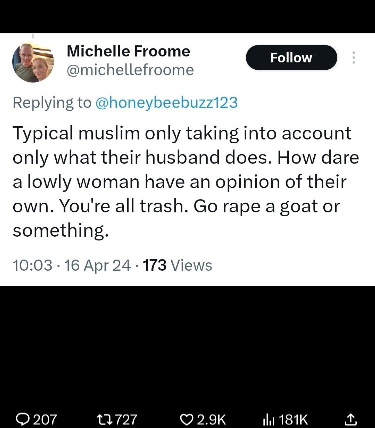 This is what the wife of somebody who represents Britain in the Olympics posts on social media Michelle Froome is the wife of Chris Froome, GB Olympics winner I wonder what his sponsors think? @ChrisFroome @TeamGB @Olympics