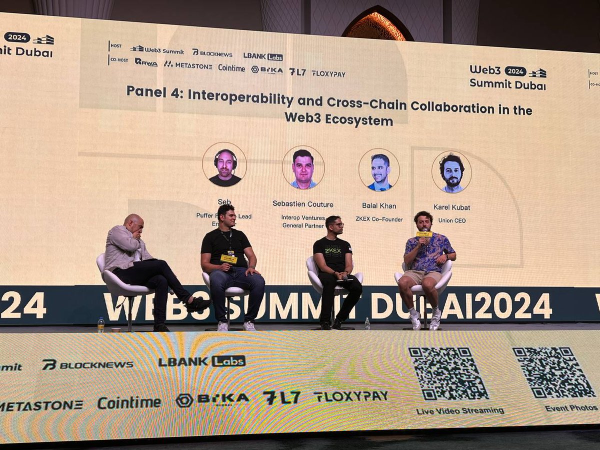 We practically swam our way into <a href="/ATLANTIS/">Atlantis Dubai</a> 🏊 to attend Web3 Summit in Dubai—and it didn't disappoint!

Featuring <a href="/puffer_finance/">Puffer Finance 🐡</a>, <a href="/ZKEX_Official/">ZKEX.com: Multi-Chain Super DEX</a>, <a href="/InteropVC/">Interop</a>, &amp; <a href="/union_build/">Union</a>

Here are a few key takeaways from the panel on Cross-Chain Interoperability and Collaboration in Web3 🧵