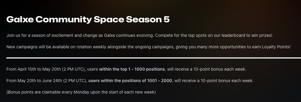 Galxe Community Space / Season 5👨‍🚀 Katılım: app.galxe.com/quest/galxecom… Quiz: A - C - B - A - D - A - B - C - C - C - C Eligible olduğum görevlerin puanlarını claim ettim ve free olanları tamamladım. Kenarda kalsın🪝