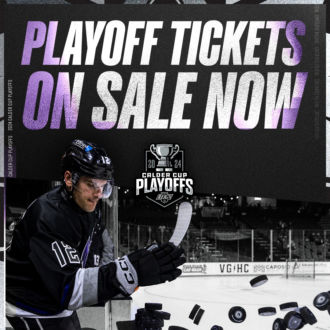 🚨 PLAYOFF PUSH STARTS NOW! 🚨 The @ontarioreign hit the ice for Calder Cup Playoffs, Wed. 4/24 at @ToyotaArena! 🏒 Join us by boarding the #ReignTrain & cheering on them on to victory! 🏆🚂 ⚫ Puck drops at 7pm | Doors open at 6pm 🎟️ Purchase tickets at TOYOTA-ARENA.COM