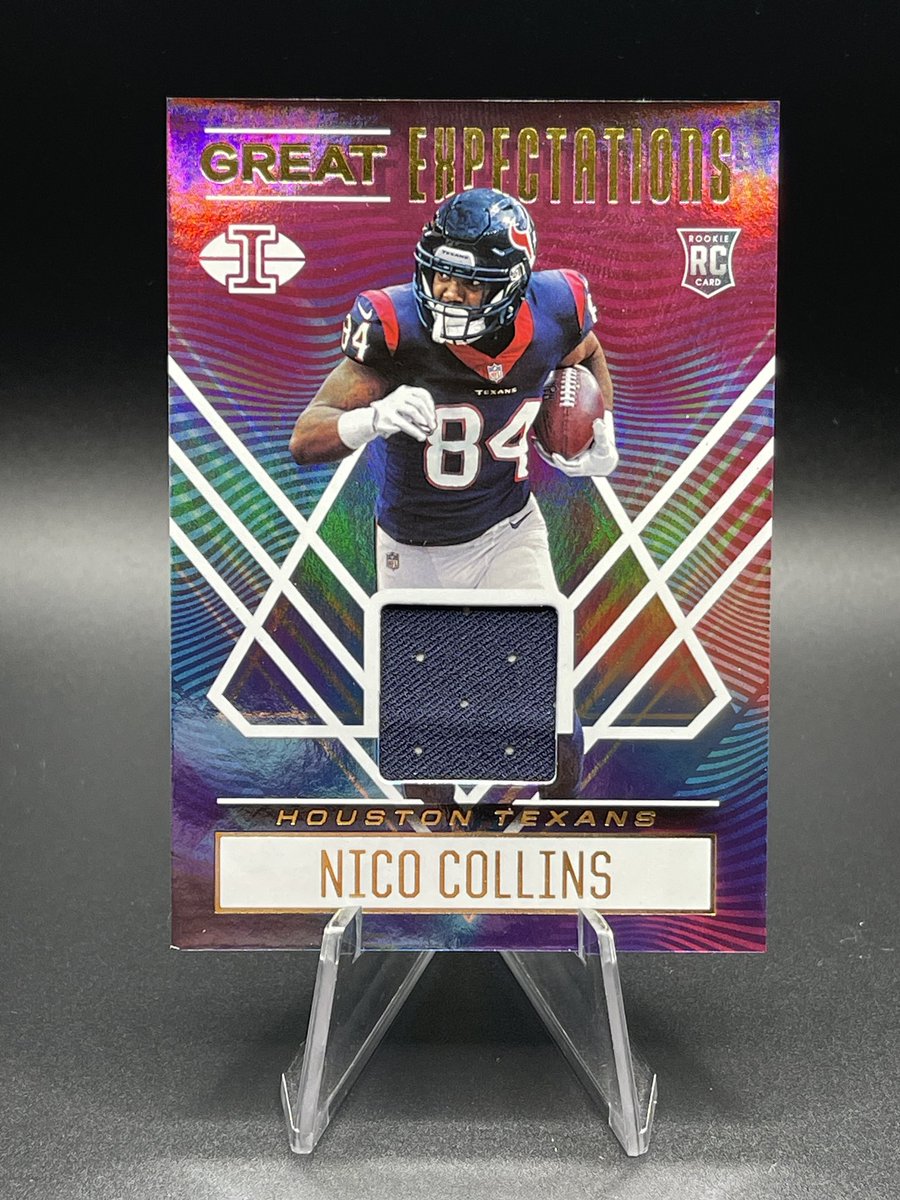 $4 - Nico Collins RC Mem
**Slight soft bottom left corner
#Sats4Stacks #TheHobbyFamily #thehobby #sportscardsforsale #sportscard #NFL #NHL  #collectors #NBA          #MLB @collectorconn19 @PCOregonDucks2 @TheHobby247 @Beescards