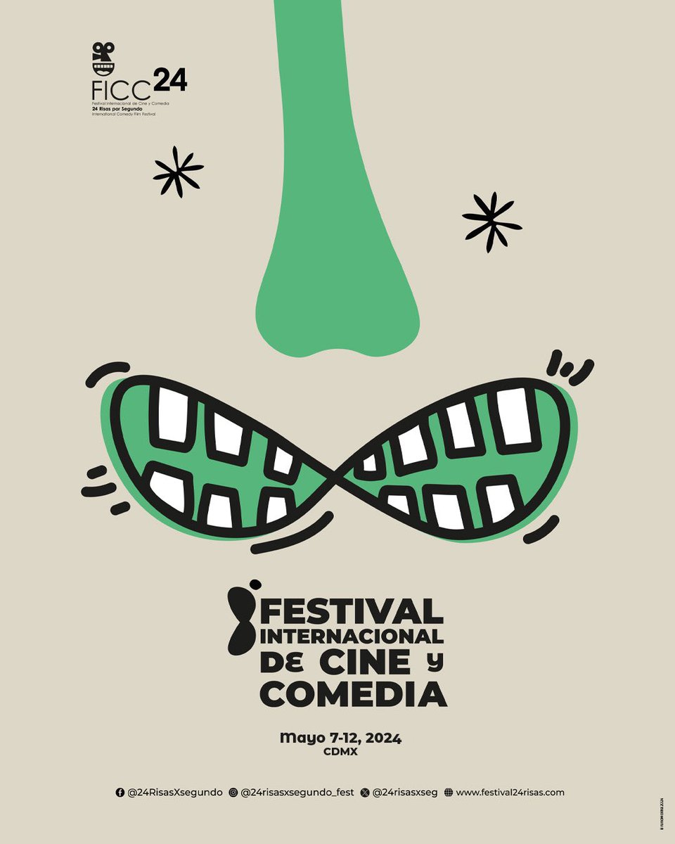 Fest. Int. Cine y Comedia, 24 Risas por Segundo (@24risasxseg) on Twitter photo Les presentamos con mucha emoción nuestra imagen oficial 8 edición, hecha por Bruno Molina, quien ya ha sido autor de nuestra imagen en 6 ocasiones.
La inspiración es el 8, el cual se fusiona con la promesa de "risas infinitas" en nuestro festival. ¡Nos vemos del 7 al 12 de mayo! Les presentamos con mucha emoción nuestra imagen oficial 8 edición, hecha por Bruno Molina, quien ya ha sido autor de nuestra imagen en 6 ocasiones.
La inspiración es el 8, el cual se fusiona con la promesa de "risas infinitas" en nuestro festival. ¡Nos vemos del 7 al 12 de mayo!