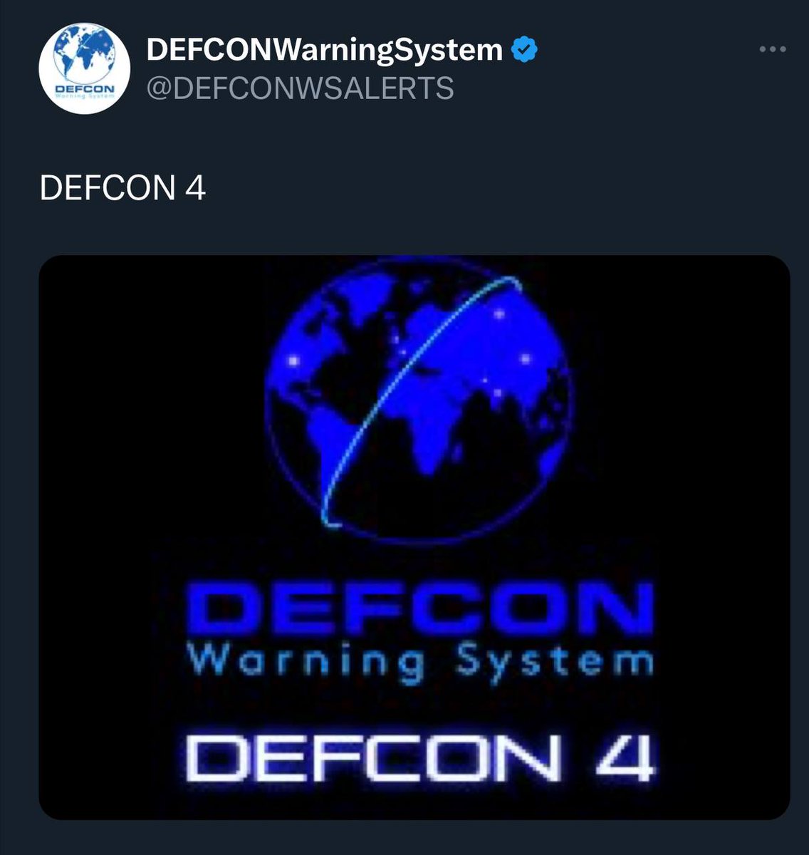 DEFCON ALERT JUST CHANGED TO DEFCON 4.