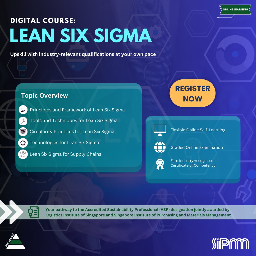 Refine your expertise through our Lean Six Sigma digital course! 💻

🔗: vist.ly/ypnk 

#sipmm #supplychain #supplychainmanagement #supplychainrisk #supplychaindisruption #supplychainmanagement #leansixsigma #technology #reverselogistics