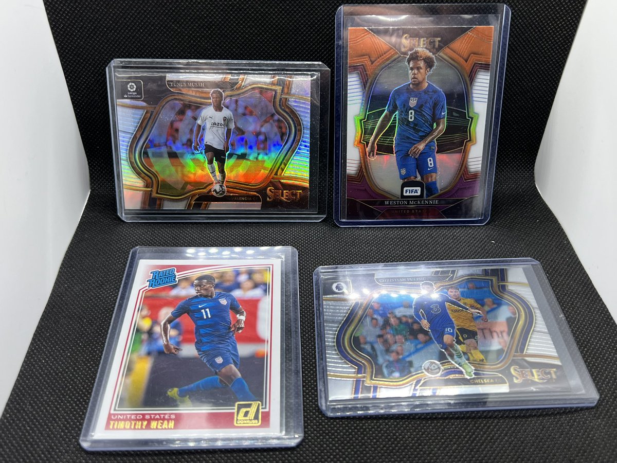 Musah field level silver, Weston multi, CP FL, Weah paper
$2 for the lot 

*see pinned tweet for shipping info #TSSS