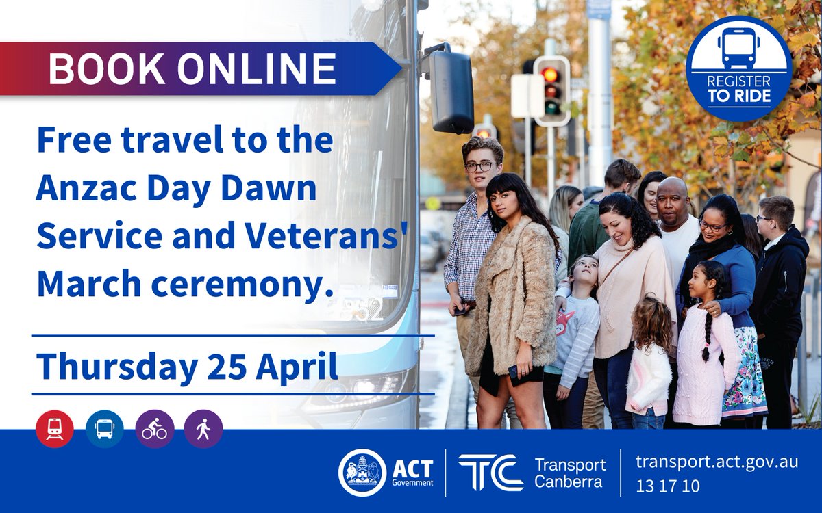 Honour the spirit of Anzac Day by joining the Dawn Service or Veterans' March at @AWMemorial on Thursday 25 April. To make it easy for you to attend, there will be free bus services to both ceremonies on the day. Register here eventbrite.com.au/o/transport-ca….