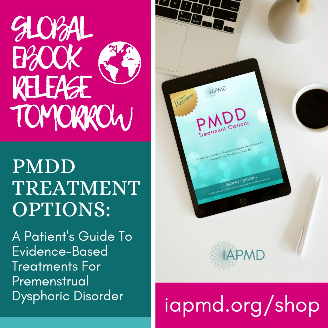 Our new ebook drops tomorrow!! 🎉Combining up-to-date research with clinical expertise and patient experience, this is YOUR GUIDE to PMDD treatment. Get your copy at iapmd.org/shop/pmdd-trea…. 📘💙
#itscoming #PMD24 #PMDAwarenessMonth2024  #OurLightBulbMomentPMD 💡#pmdd #pme #pms