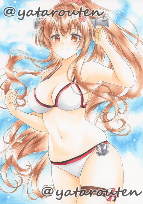 おはよ～ございま～す☀️

今日も天気がよき✨
週の真ん中水曜日💫

今日も頑張ります😆

#手描きイラスト
#アナログイラスト
#コピックイラスト
#艦隊これくしょん 
#大和 
#気温が高いので気が早いが水着絵が見たい 