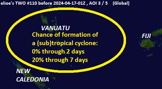 There is a small chance of a tropical cyclone developing near Vanuatu.