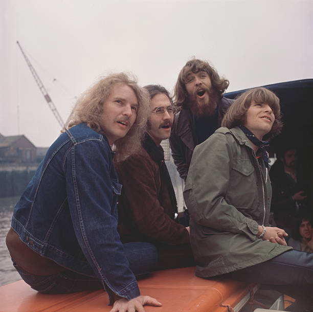Creedence Clearwater Revival on a boat on the River Thames in London during the band's first tour of Europe, April 1970. Photo by Rolls Press/Popperfoto via Getty Images/Getty Images