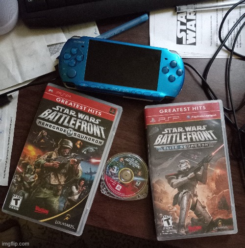 Not only was Battlefront II ported to the PSP but the handheld had two other exclusive Battlefront games on it the third game Elite Squadron was based on assets and ideas from Free Radical's cancelled Battlefront III.