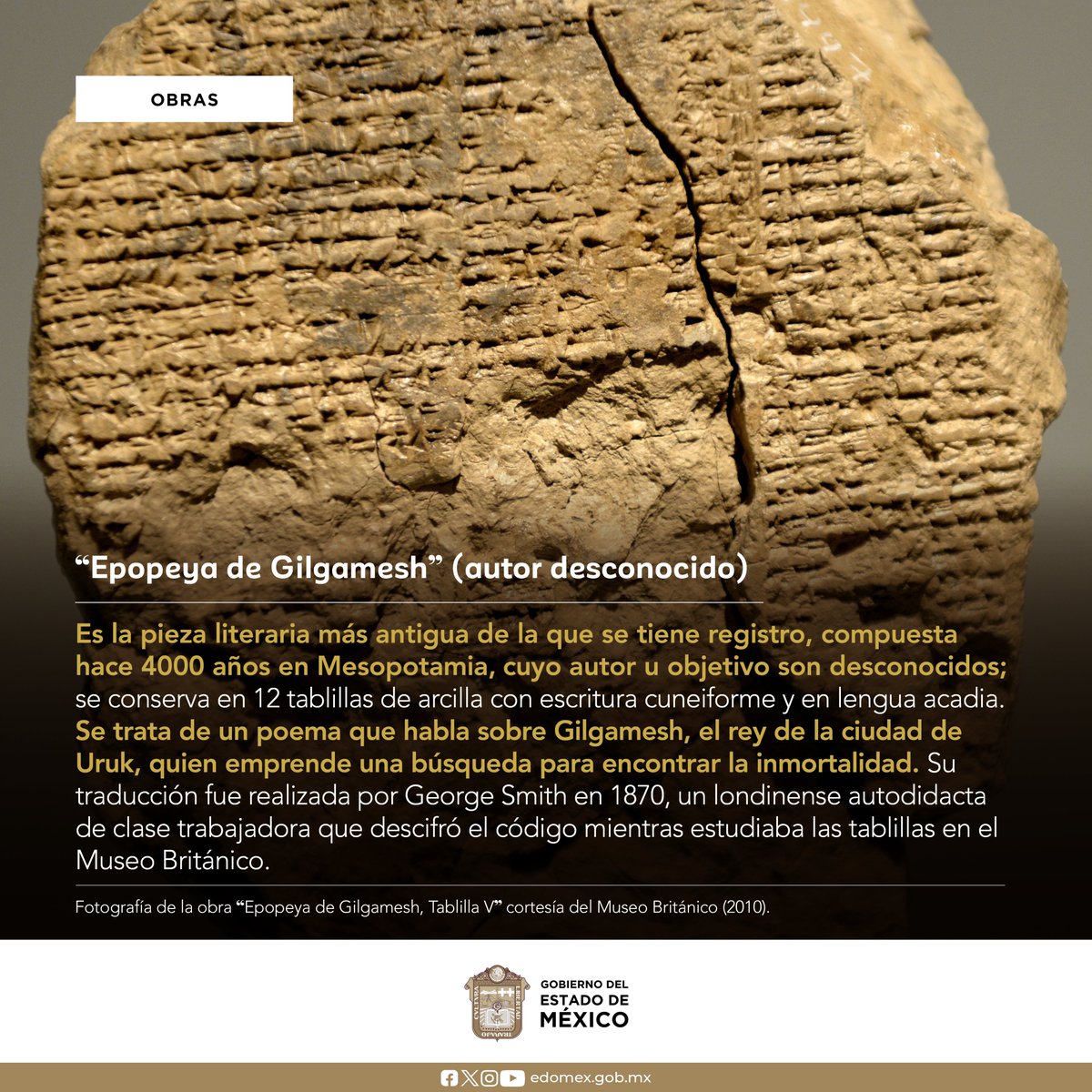 ¿Cuál es la #ObraLiteraria más antigua del mundo? La “Epopeya de Gilgamesh” es la respuesta más aceptada por los académicos, mientras que hay un debate sobre cuál es la primera #novela del mundo, este poema sumerio es la muestra más antigua de esta forma de #arte. #AGEMÉX