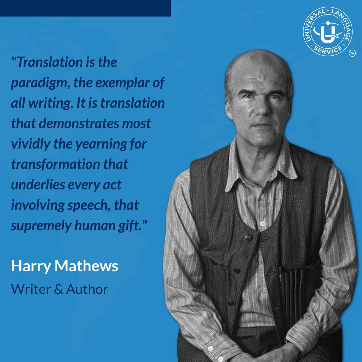 Harry Mathews reminds us that in the alchemy of translation, every word is a step towards mutual understanding.

🔗 universallanguageservice.com

#QuoteofTheMonth #LanguageAccess #LanguageDiversity #Interpreting #Translation #HarryMathew #TranslationQuote