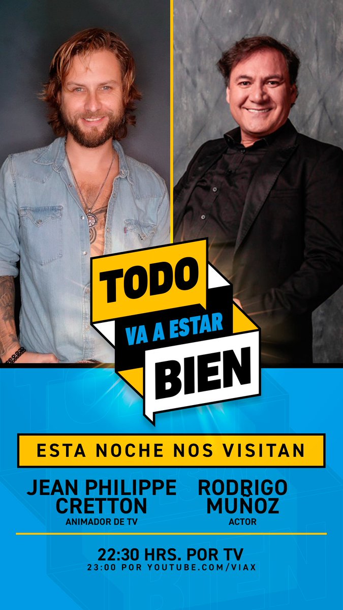 Hoy en #TodovaaEstarBien #JpCretton comentará el fallido 'CQC' en #Canal13🤝y #RodrigoMuñoz entregará su opinión sobre la política actual 🫢 22:30 hrs 🤩