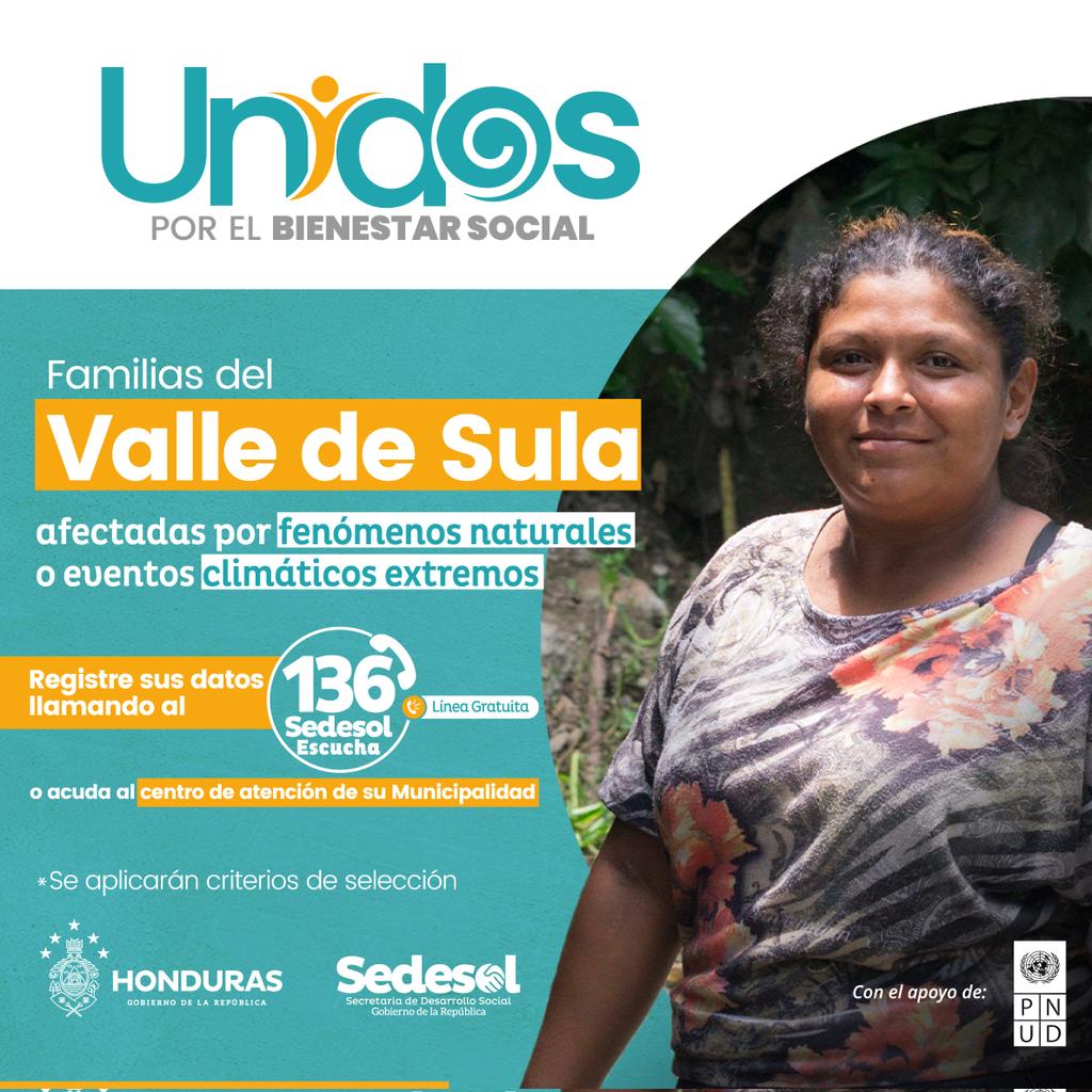 ¡Atención familias del Valle de Sula que han sido afectadas por desastres naturales!

El @GobiernoHN, a través de la @Sedesolhn y en conjunto con el @PNUD, queremos conocer su situación actual para brindarles #ProtecciónSocial.